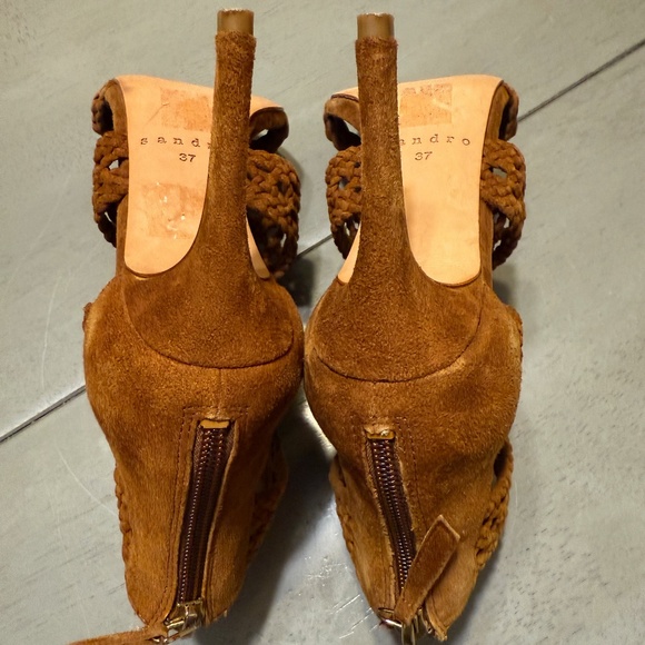 SANDRO (37) Suede Macrame Boho sandal/bootie - Picture 9 of 9